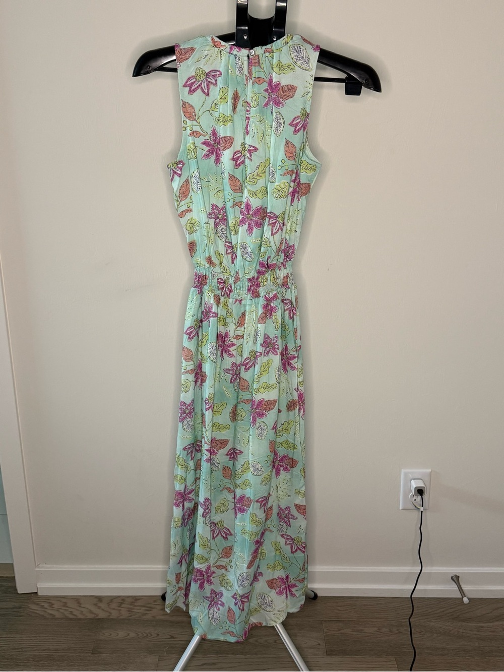 Hatley Floral Aqua Maxi Dress XS | Sleeveless Lined Modal Summer Dress - Picture 4 of 8